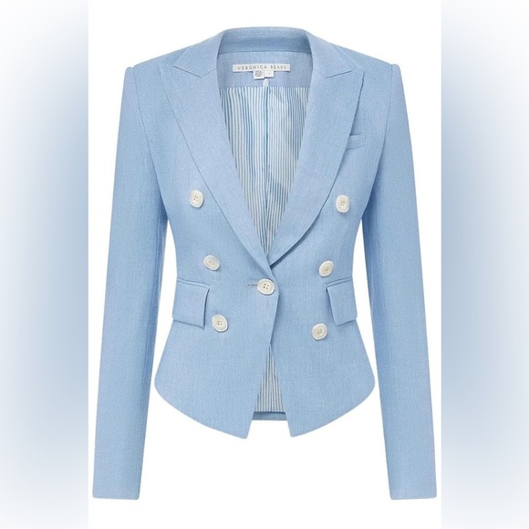 Veronica Beard Light Blue Double-Breasted Blazer - Picture 1 of 6